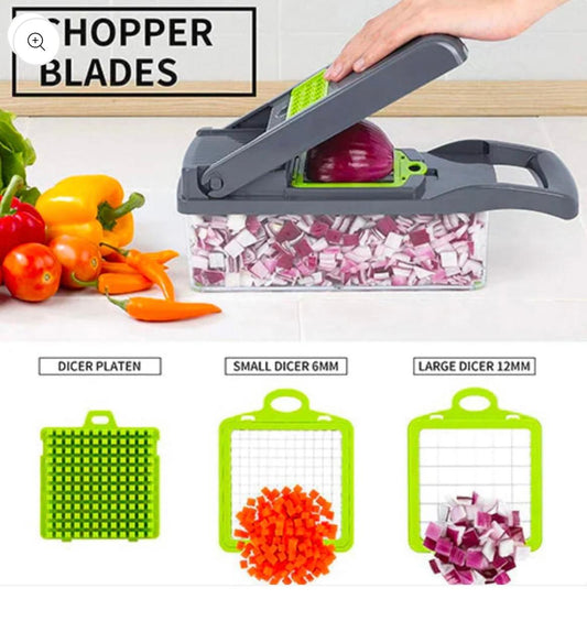 16-in-1 Multifunctional Vegetable & Fruit Cutter | Slicer, Dicer, Chopper, Peeler & Manual Kitchen Tool – All-in-One Food Preparation Tool for Effortless Chopping & Slicing